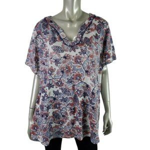 Croft‎ & Barrow Floral Linen Top Plus Size 2X